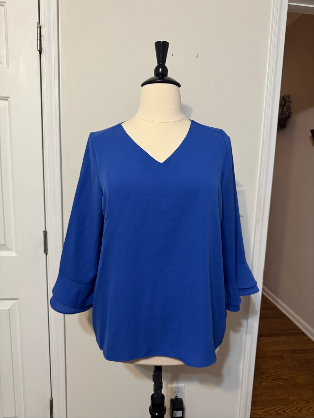 Lands' End V-Neck Blouse in Royal Blue